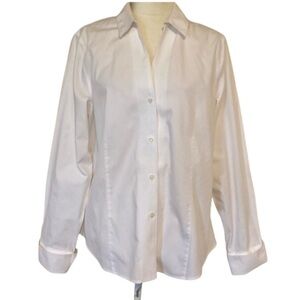 Jones New York Women’s No Iron White Cotton Button Down Casual Dress Shirt Sz 14